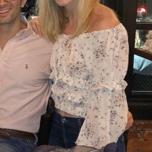 Cropped off the shoulder floral top